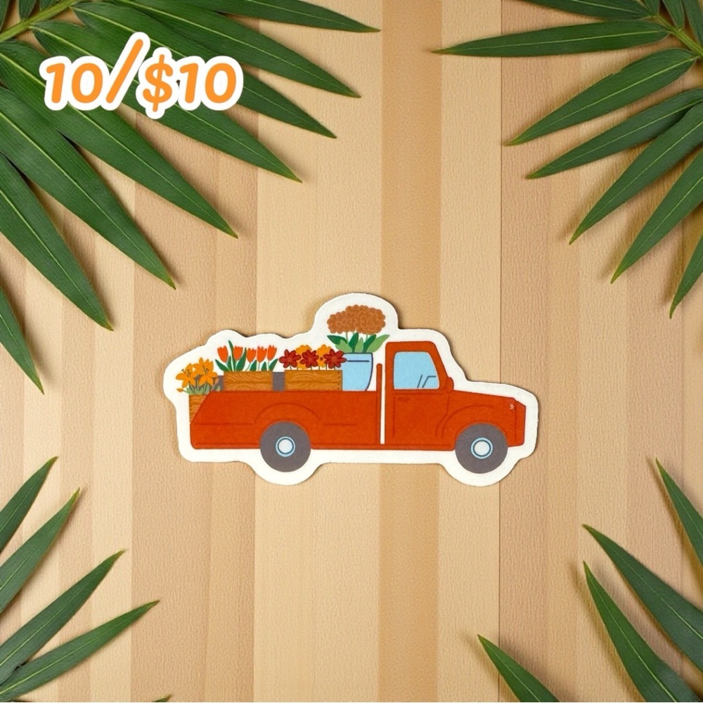Rusty Red Flower Truck Sticker – 2 1/2” Glossy